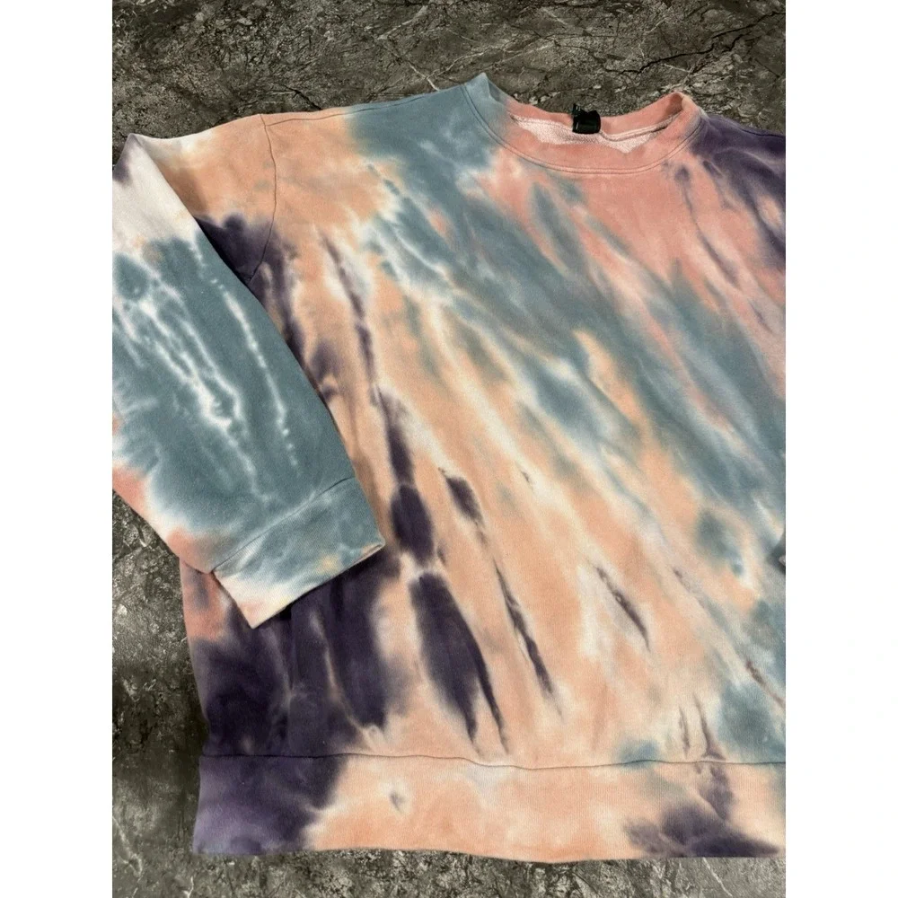 Wild Fable Womens Multicolor Tie Dye Long Sleeve Crew Neck Pullover Sweatshirt M - Picture 3 of 8